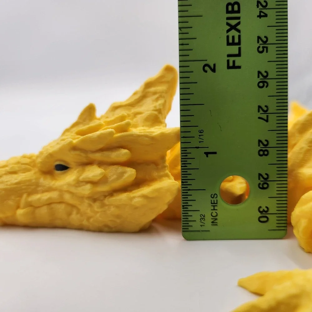 3D Printed Articulated Rock Dragon Toy Fantasy‎ Fun Display Large Movable Yellow